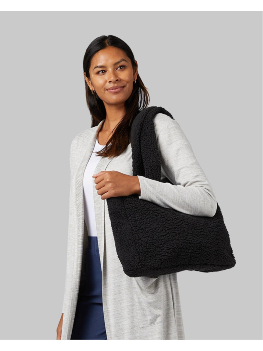Women's 32 degree Black Sherpa Tote Bag One Size